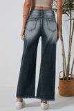 Gray Vintage Distressed Wide Leg Jeans