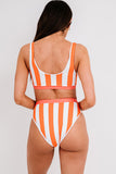 Orange Athletic Striped Tank High waisted swimsuits