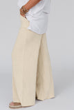 Apricot Mineral Washed  Drawstring Retro Wide Leg Pants