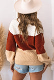 Knit Long Sleeve Pullover Colorblock Sweater - Kevous