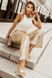 Apricot Sequin Wide Leg Pants