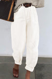 White Solid Color High Waist Harem Jeans