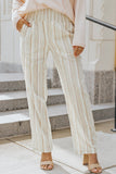 Smocked High Waist Stripe Pants