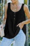 Black Button Textured Tank Top