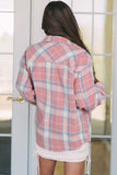 Pink Plaid Flap Pocket Flannel Shacket