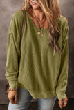 Jungle Green Textured Seamed Drop Sleeve Sweatshirt