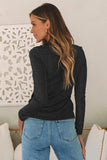 Black Sparkle Metallic Cut Out Long Sleeve Top