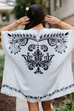 White Retro Floral Pattern Kimono