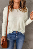 Solid Casual Drop Shoulder Pullover Sweater - Kevous