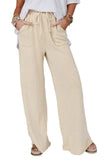 Apricot Mineral Washed  Drawstring Retro Wide Leg Pants