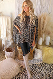 Leopard Print Loose Cape Tunic Top