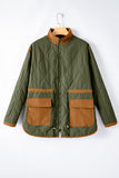 Green Stitching Quilted Drawstring Jacket