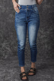 Blue Vintage Washed Two-button High Waist Skinny Jeans