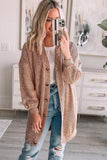 Apricot Ribbed Buttons V Neck Cardigan