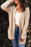 Apricot Pocketed Waffle Knit Open Front Cardigan