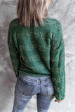 Crisscross Keyhole Long Sleeve Pullover Sweater - Kevous