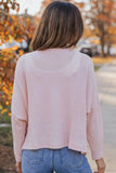 Waffle One Shoulder Long Sleeve Knit Sweater - Kevous
