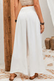 White Waistband High Waist Wide Leg Pants