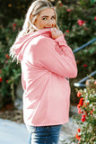 Pink Plus Size Taupe Chevron Hooded Top