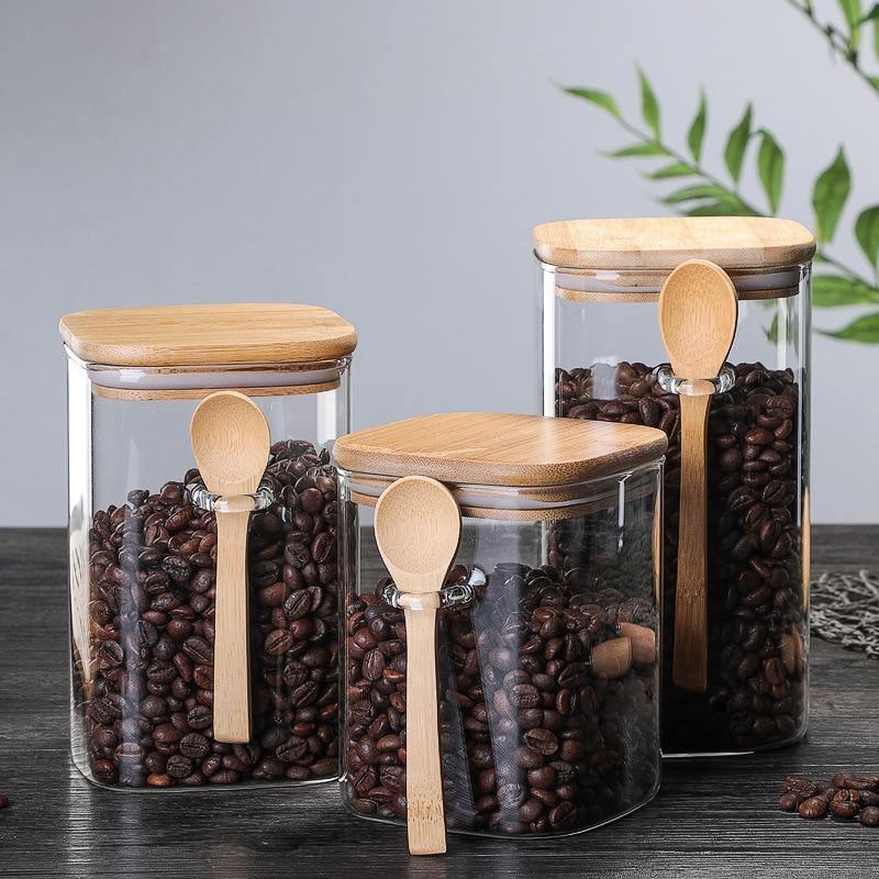 Bamboo & Glass Storage Containers Kevous