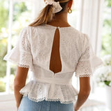 Boho Embroidery Lace Blouse Kevous