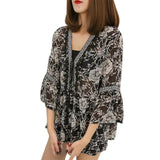 Boho Floral V-Neck Blouse Kevous