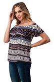 Boho Print Off Shoulder Top Kevous