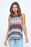 Boho Print Sleeveless Top Kevous