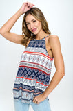 Boho Print Sleeveless Top Kevous