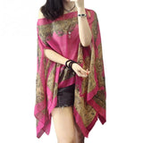 Chiffon Shawl Long Sleeve Blouse Kevous