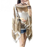 Chiffon Shawl Long Sleeve Blouse Kevous