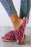 Rose Leopard Print Thick Sole Slip On Slippers