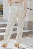 Smocked High Waist Stripe Pants