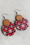 Multicolor Christmas Checker Graphic Wooden Earrings