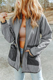 Gray Stitching Quilted Drawstring Jacket