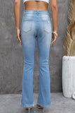 Light Blue Distressed High Rise Flare Jeans