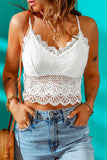 Lace Crochet Smocked Cropped Camisole Top