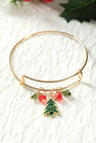 Green Christmas Tree Cane Beading Pendant Bracelet