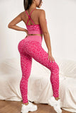 Pink Leopard Print Wide Waistband 2pcs Seamless Active Set