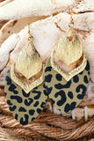 Leopard Leopard Hollow Out Leave Shape Drop Earrings