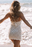 White Hollowed Crochet Tassel Halter Sleeveless Beach Dress