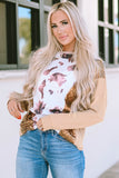 Smoke Gray Abstract Print Sequin Patch Pullover Top