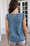 Sky Blue Ruffled Denim Tank Top