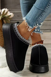 Black Contrast Print Suede Plush Lined Snow Boots