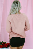 Pale Chestnut Side Buttons Cable Textured Sweatshirt