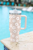 Parchment Floret Print Stainless Tumbler With Lid And Straw 40oz