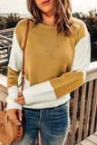 Colorblock Chevron Knit Pullover Sweater - Kevous
