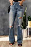 Blue Vintage Wash Open Knee Ripped Jeans