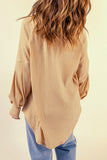 Apricot Ribbed Textured Thumbhole Puff Sleeve Pullover