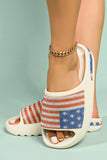 White Rhinestone American Flag Thick Sole Slippers